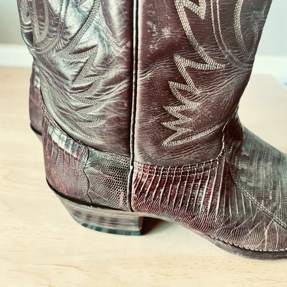 Nocona Lizard Western Boots Size 11D Brown Exotic Leather Cowboy USA 9078